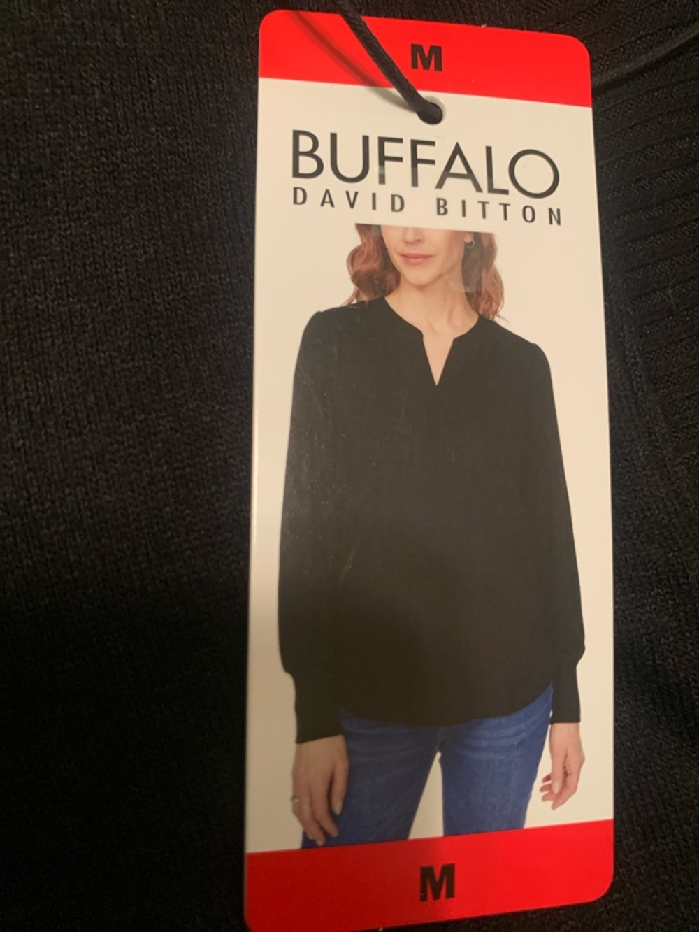Buffalo David Bitton Black Long-Sleeve V-Notch Blouse